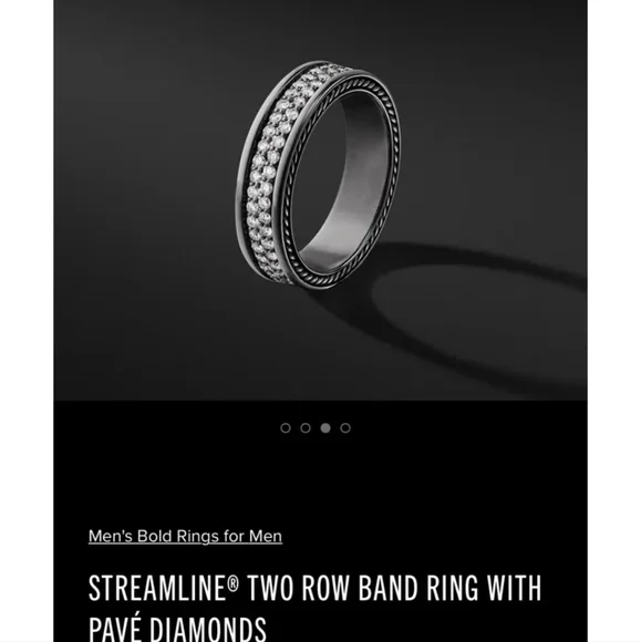 David Yurman Streamline Two Row Band Ring with Pave Diamonds - Picture 6 of 6